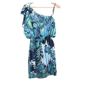 Blue green One shoulder dress
